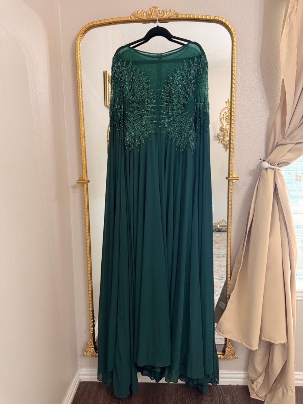 Jessica Howard Emerald Green Beaded Maxi Dress
